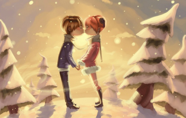 Мальчик и девочка в лесу