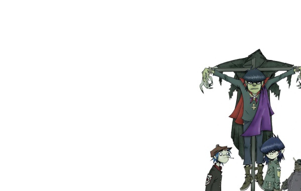 Мультфильм Gorillaz, белый фон