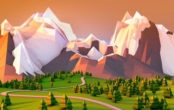 Кубический горный пейзаж