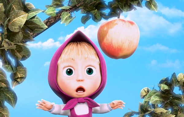 Маша увидела яблоко, мультфильм Маша и медведь