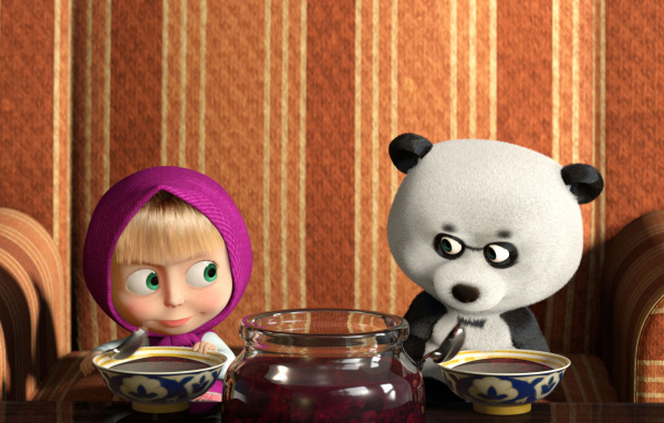 Маша кушает варенье, мультфильм Маша и медведь