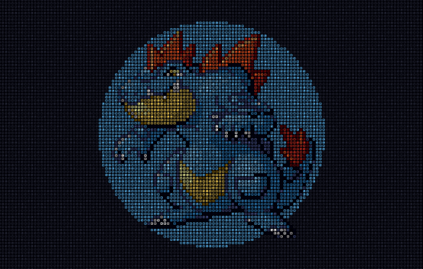 Голубой покемон из пикселей