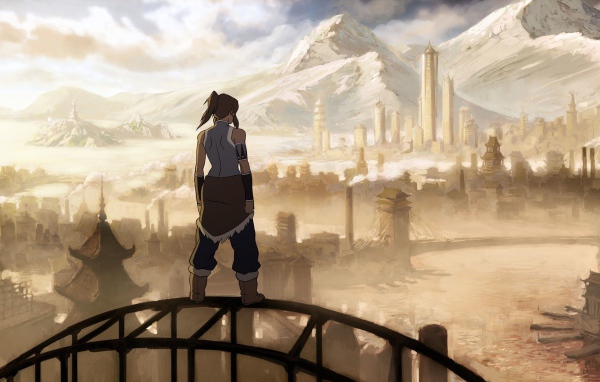 Девушка смотрит на город, мультфильм Легенда о Корре
