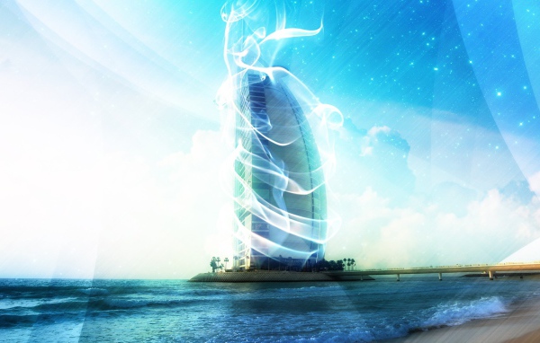 Дымка вокруг здания в Дубаи