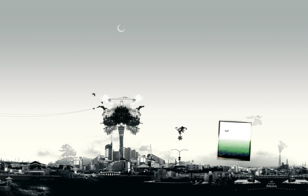 Летающий слон над городом