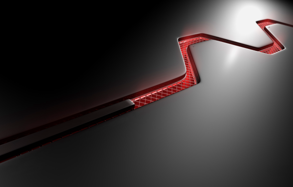 Красная решетка на корпусе компьютера