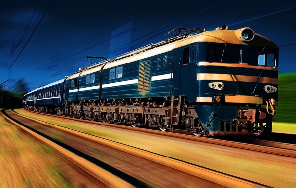 Пассажирский поезд на перегоне