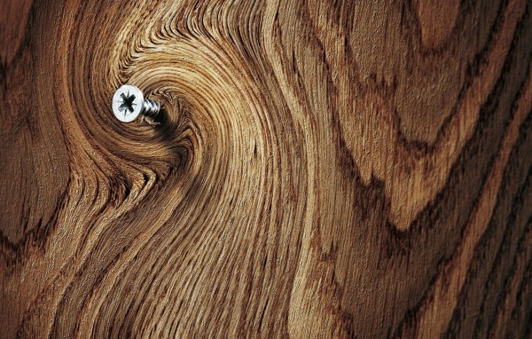 Шуруп в деревянной доске