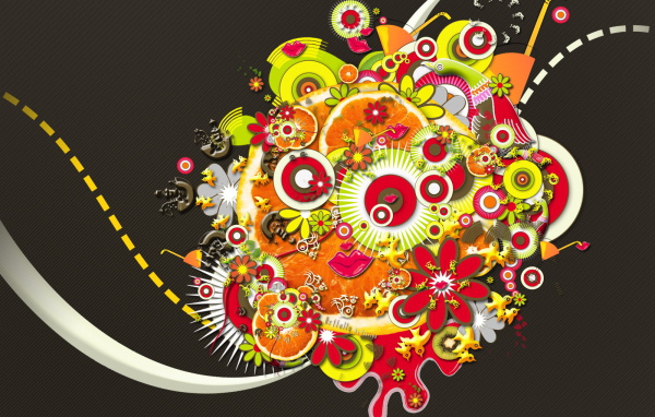 Абстрактный букет на черном фоне