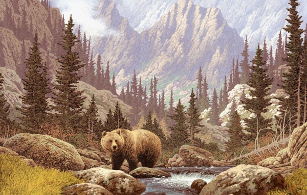 Бурый медведь на картине