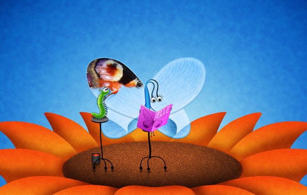 Гусеница раскрашивает бабочку