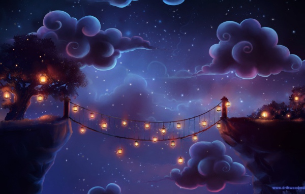 Ночные фонари на мосту