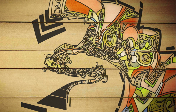 Рисунок на деревянной стене