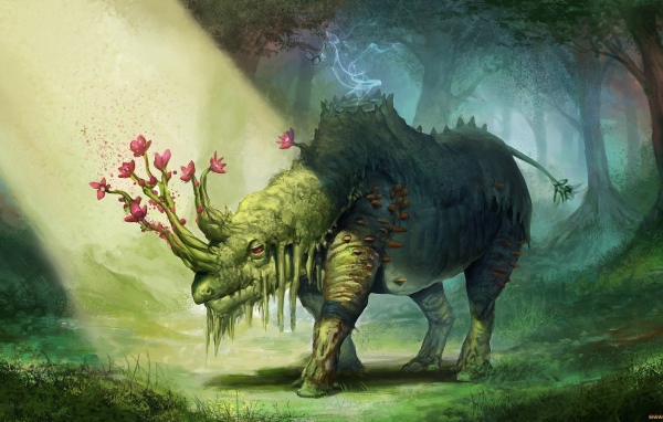 Носорог с цветами на голове