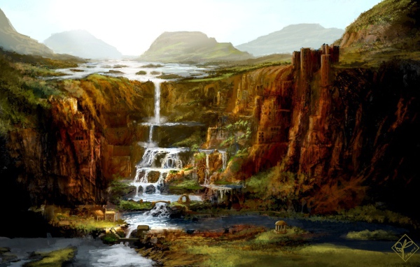 Ступенчатый водопад, рисунок