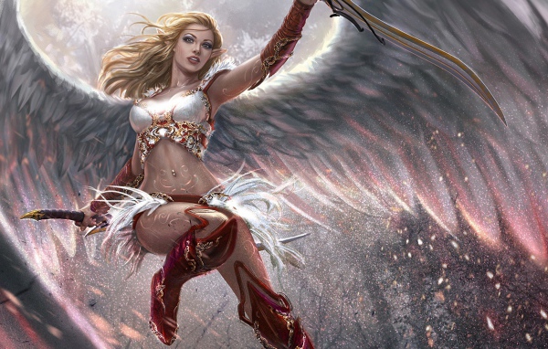 Девушка ангел с оружием в руках