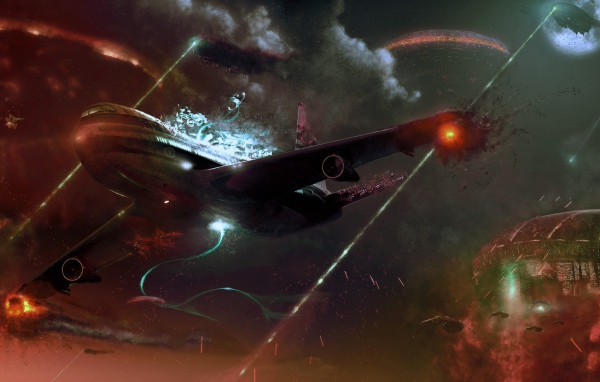 Удар лазера по самолету