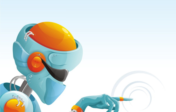 Сине оранжевый робот