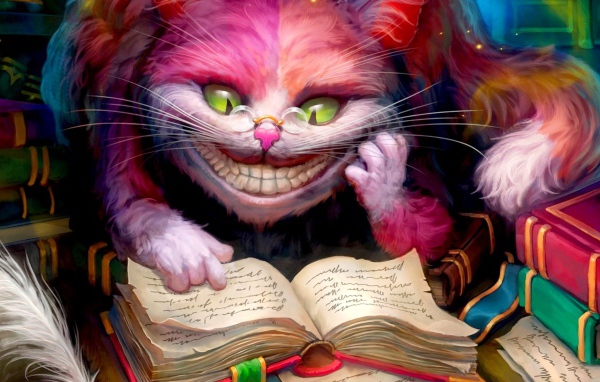 Чеширский кот читает книгу, Алиса в стране чудес