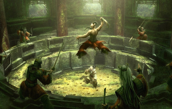 Казак сражается с турками на арене