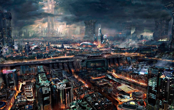 Плотная застройка в городе будущего