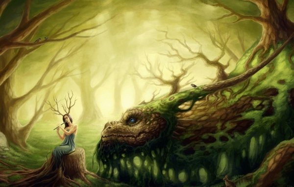 Лесная фея играет на свирели