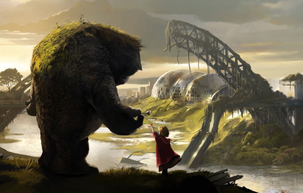 Девочка показывает чудищу свой город