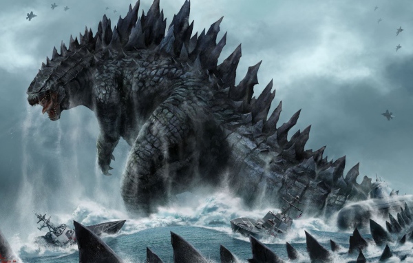 Годзила бушует в море