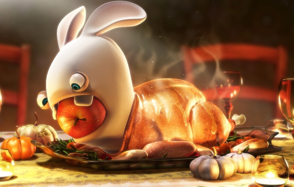 Кролик в утке на столе