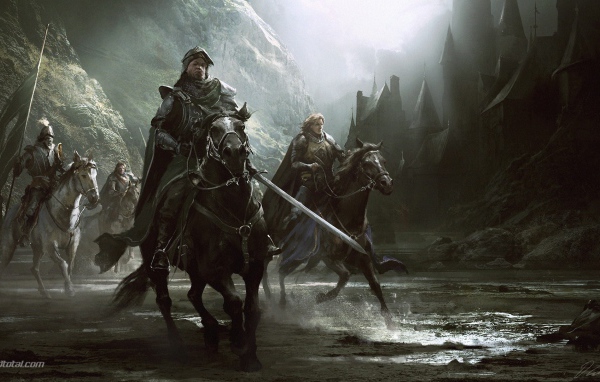 Всадники на лошадях в ущелье