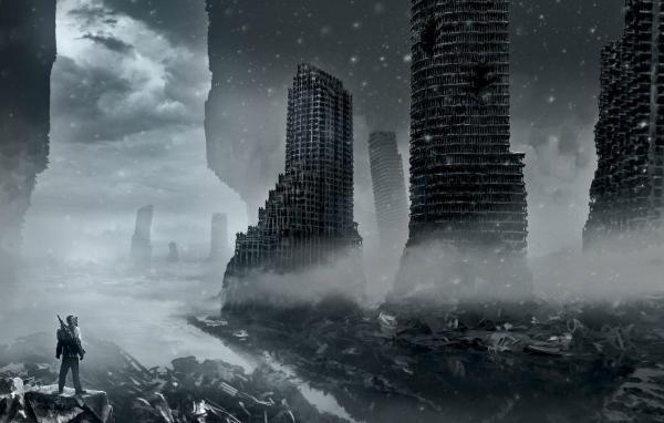 Руины небоскребов после бомбардировки