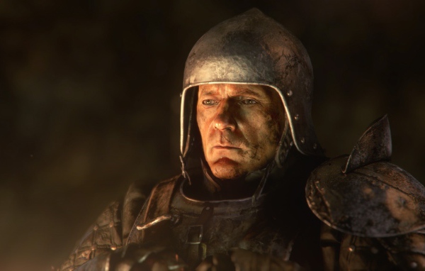 Опытный воин в доспехах