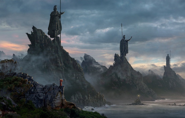 Статуи стражей на вершинах гор