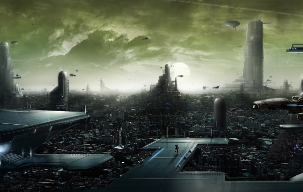 Технологичный город в будущем