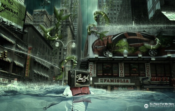 Город тонет в дожде и растениях