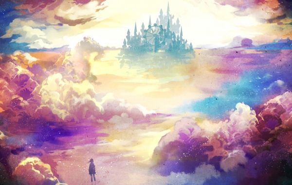 Девочка идет в замок своей мечты