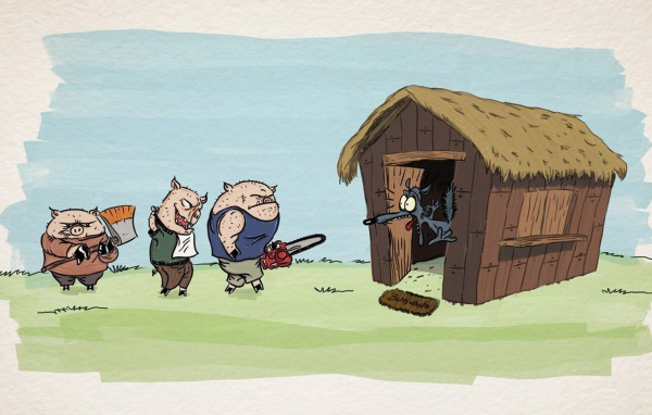 Поросята пришли в гости к волку