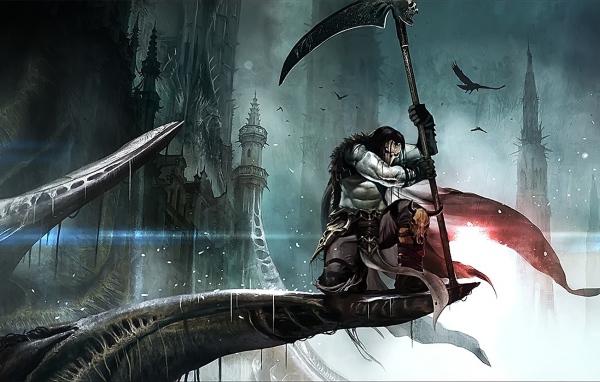 Воин с косой на выступе здания