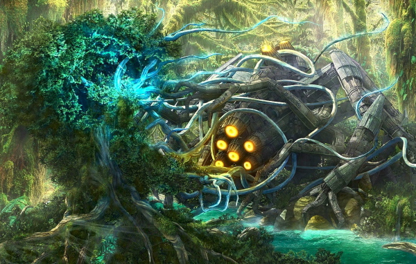 Космический корабль в лесу