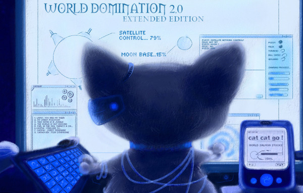 Кот около монитора