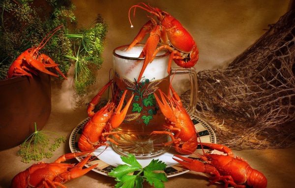 Пиво с вареными раками