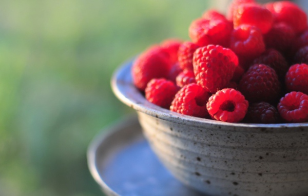 Полная миска спелой малины