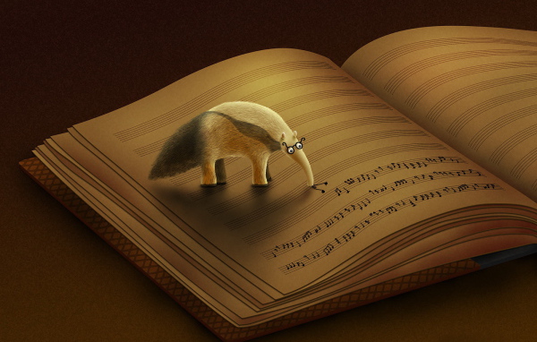 Муравьед ест ноты