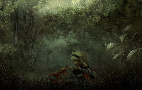 Девушка с дракончиком, игра Monster Hunter