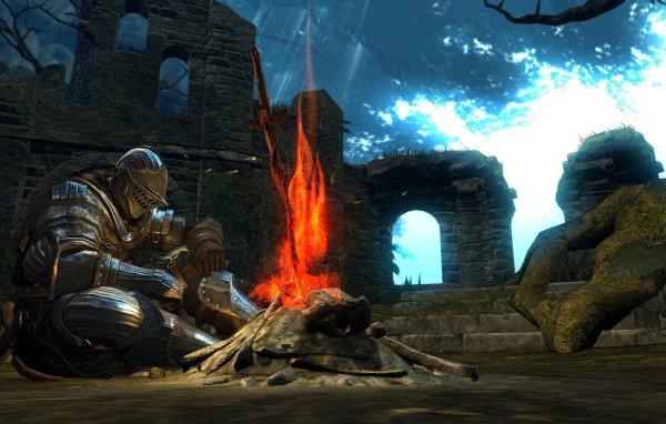 Рыцарь у костра в игре Dark Souls