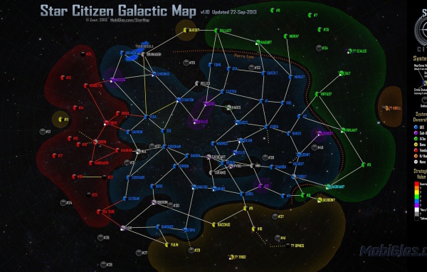Карта галактики в игре Star Citizen