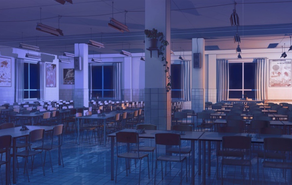 Ночь в столовой в игре Бесконечное лето