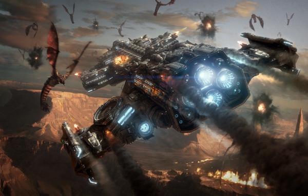 Космическое сражение в игре Starcraft II