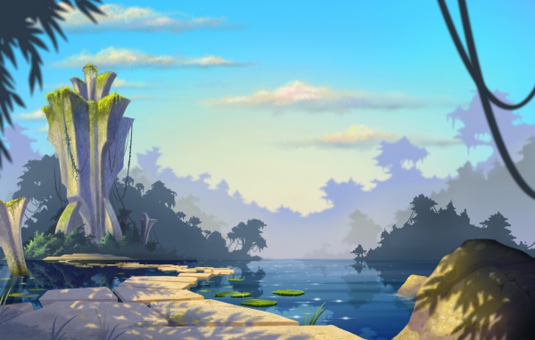 Строения в тропиках, фон игры Bejeweled 3