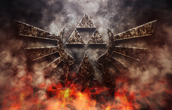 Символ игры The Legend of Zelda в огне